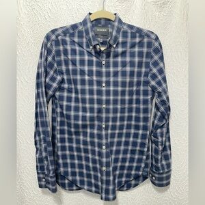 BONOBOS Men's Navy and White Checkered Shirt